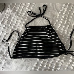 American Apparel Striped Back Tie Crop Top